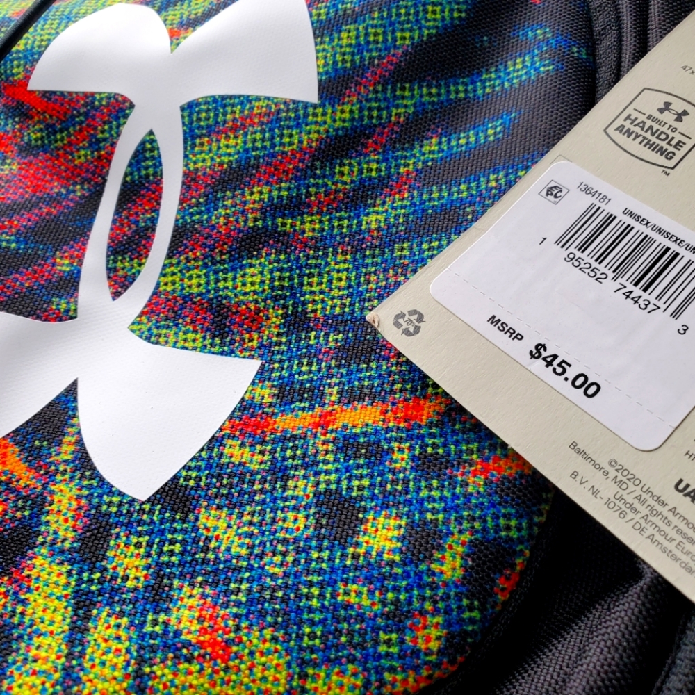Under Armour Hustle Sport Backpack NWT Black+Multi color. UNISEX